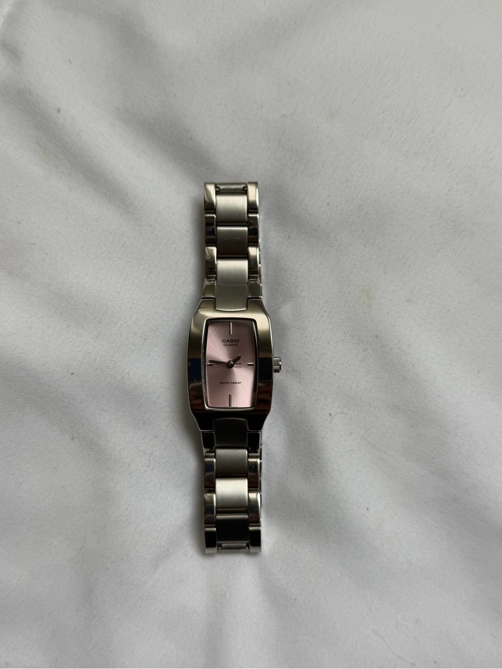 Casio Women’s Silver Bracelet Watch with Pink Dial
